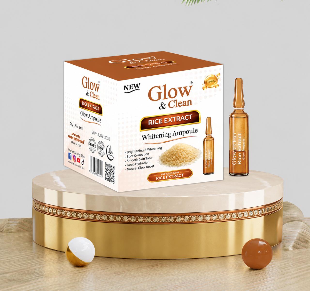GLOW & CLEAN Rice Extract Whitening Ampoule (Korean Glow)