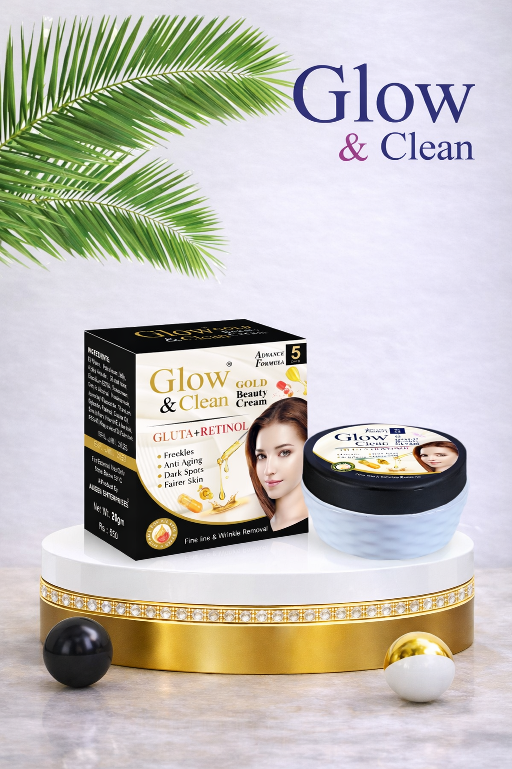 GLOW & CLEAN Whitening Gold Caviar Retinol Beauty Cream