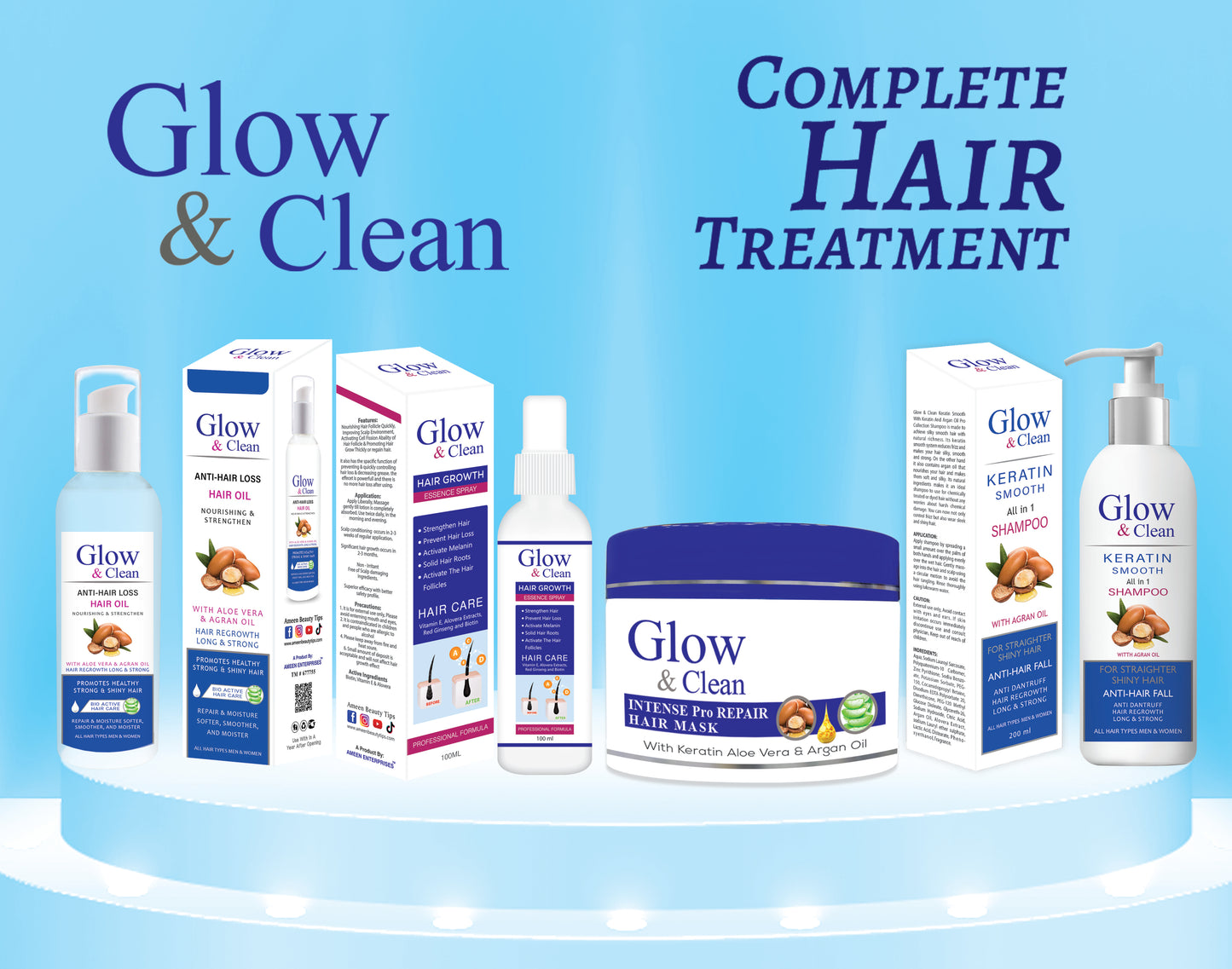 Glow & Clean Complete Hair Treatment 4 Item – Ameenbeautytips