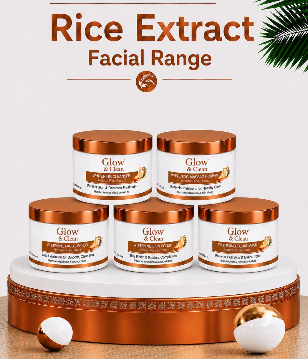 GLOW & CLEAN Rice Extract 5 Step Whitening Facial (Korean Glow)
