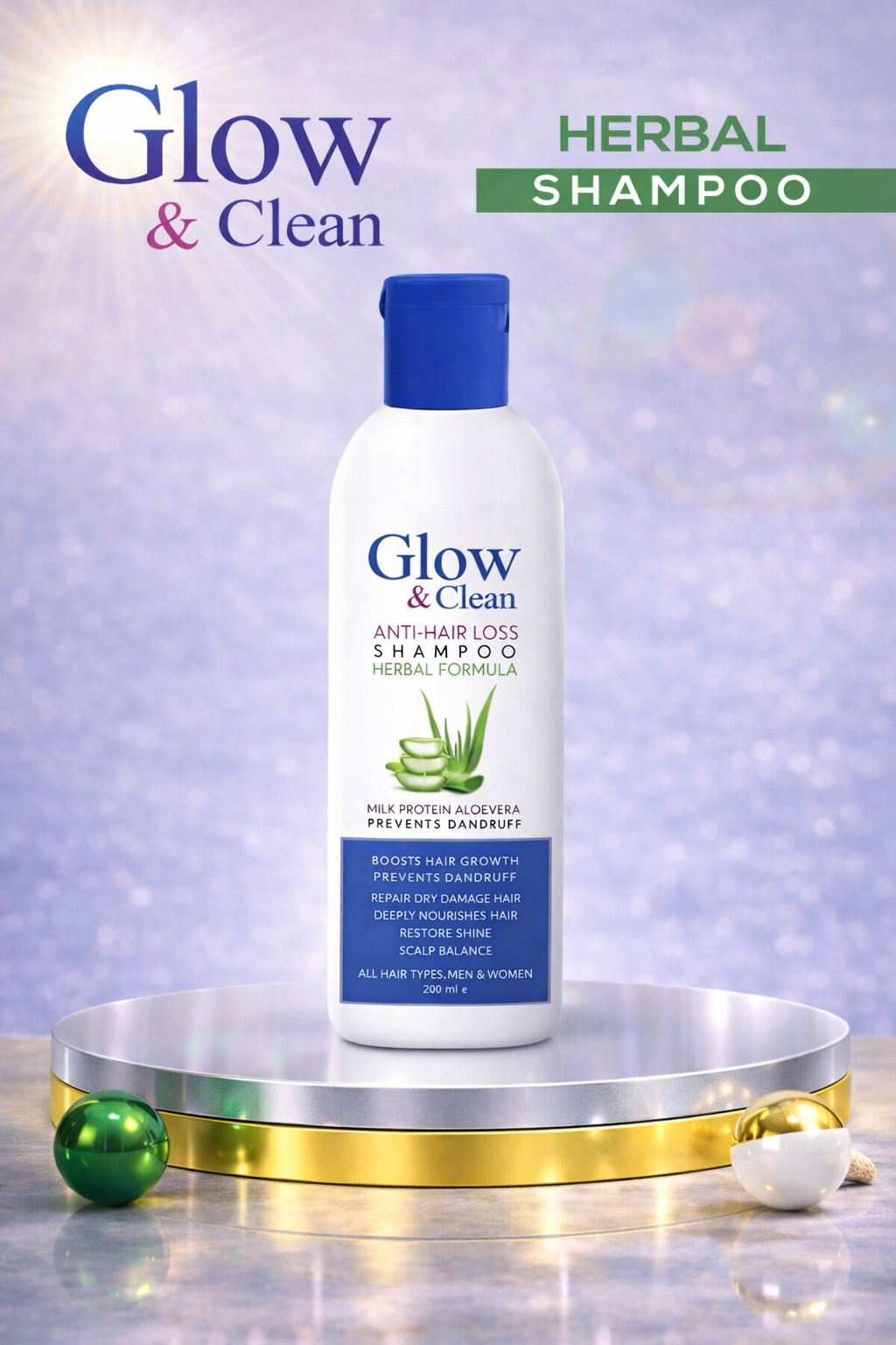 GLOW & CLEAN Anti Hair Loss Herbal Shampoo