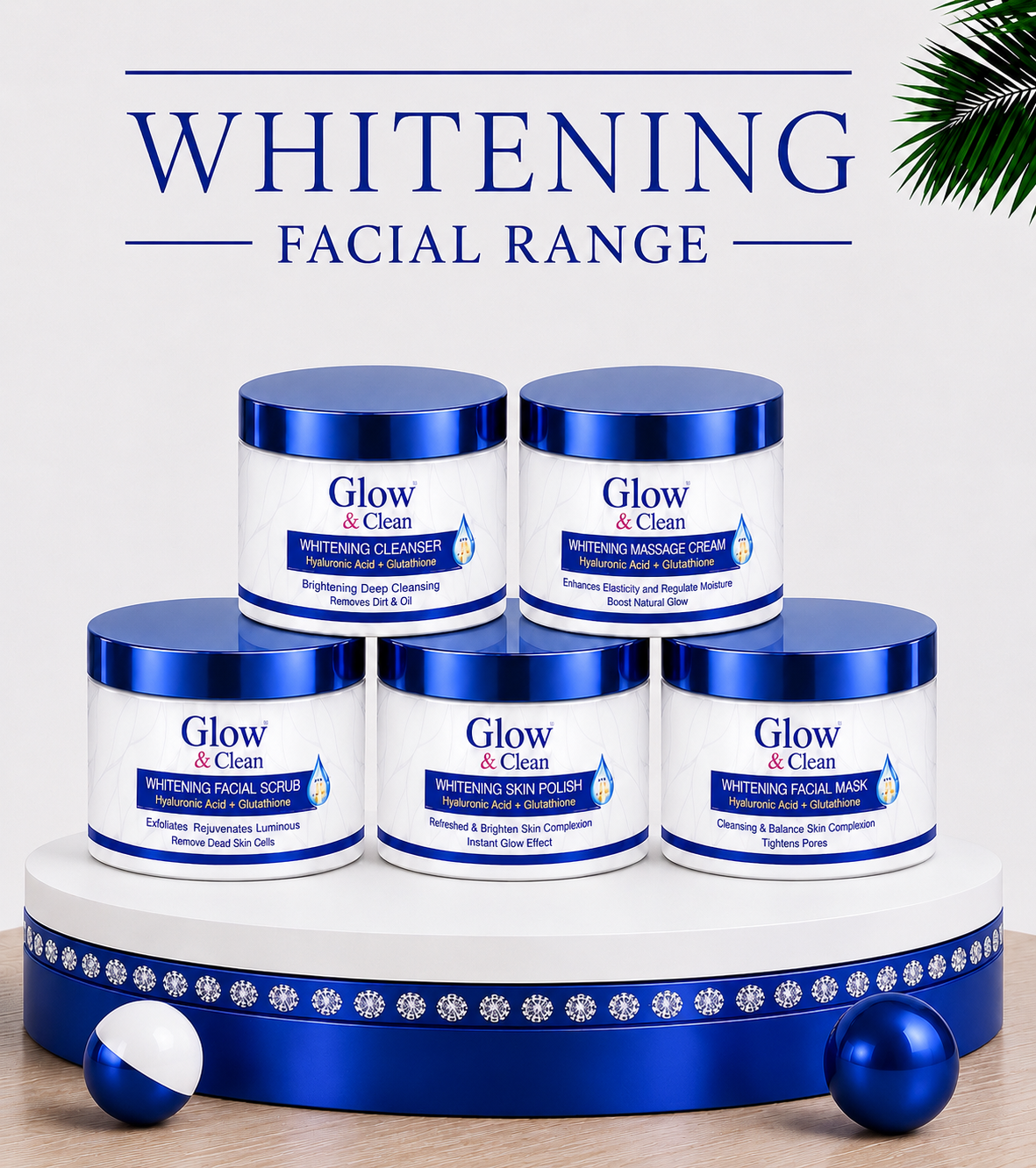 GLOW & CLEAN Whitening 5 Step Facial Set with Free 400ML Shampoo