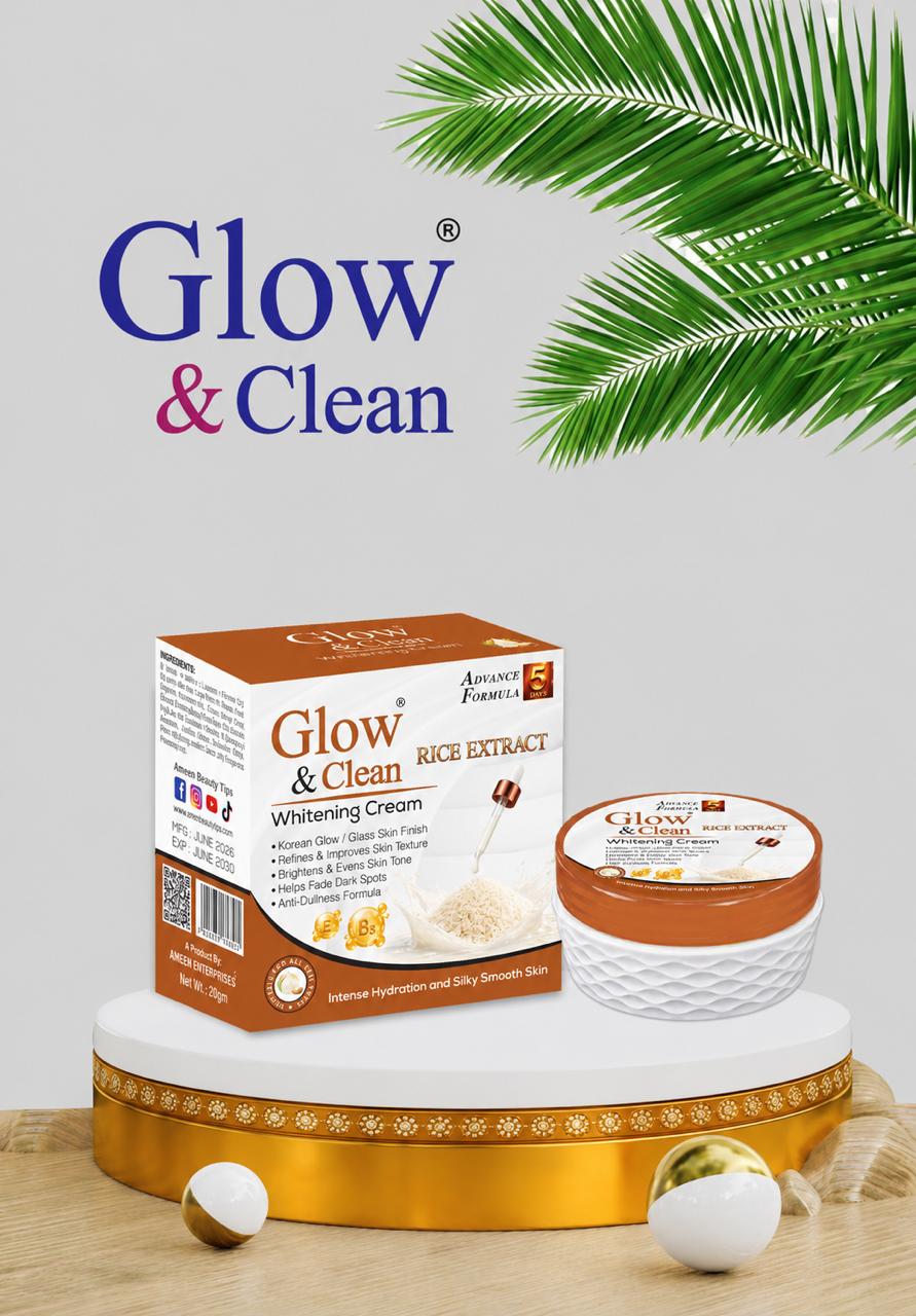 GLOW & CLEAN Rice Extract Whitening Cream (Korean Glow)