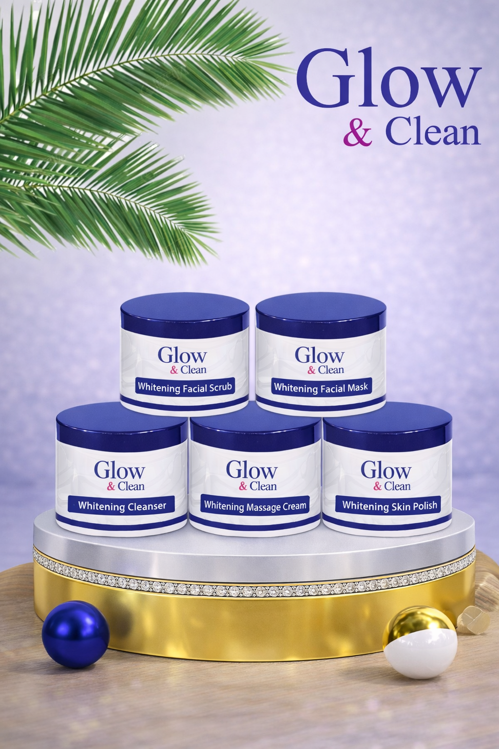 GLOW & CLEAN Whitening 5 Step Facial Set with Free 400ML Shampoo