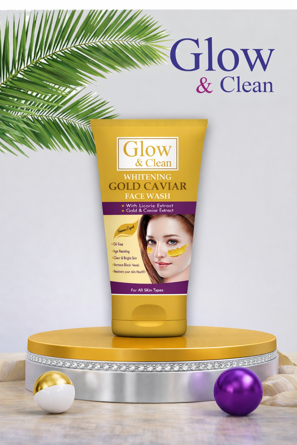 Glow & Clean Gold Caviar Face Wash – Luxury Whitening Cleanser – Glow ...